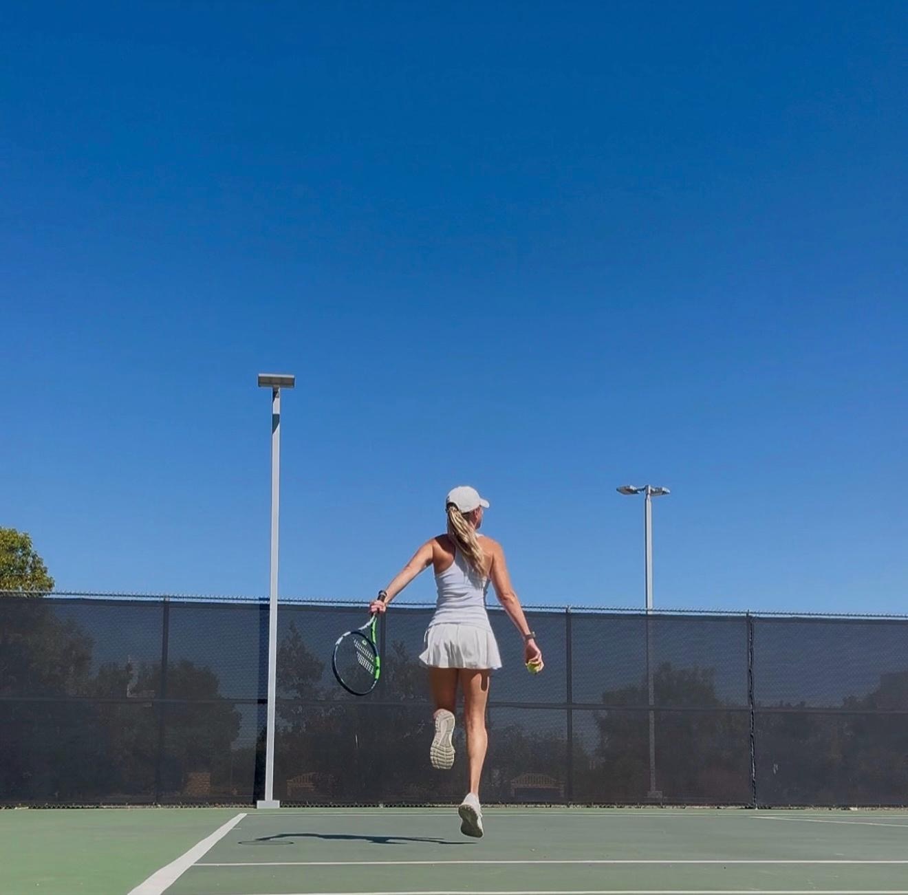 Crystal on a tennis court