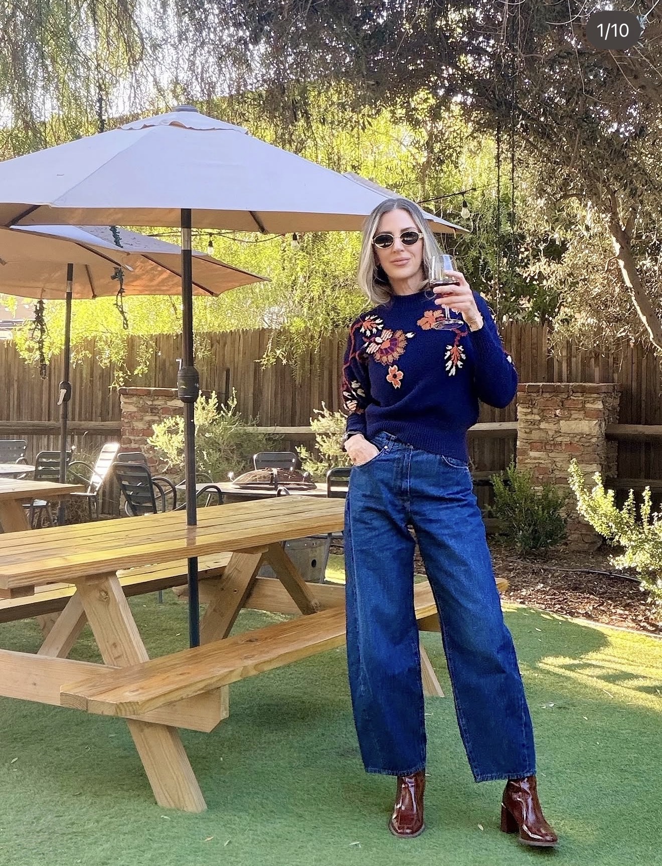 Crystal in a blue fashion look