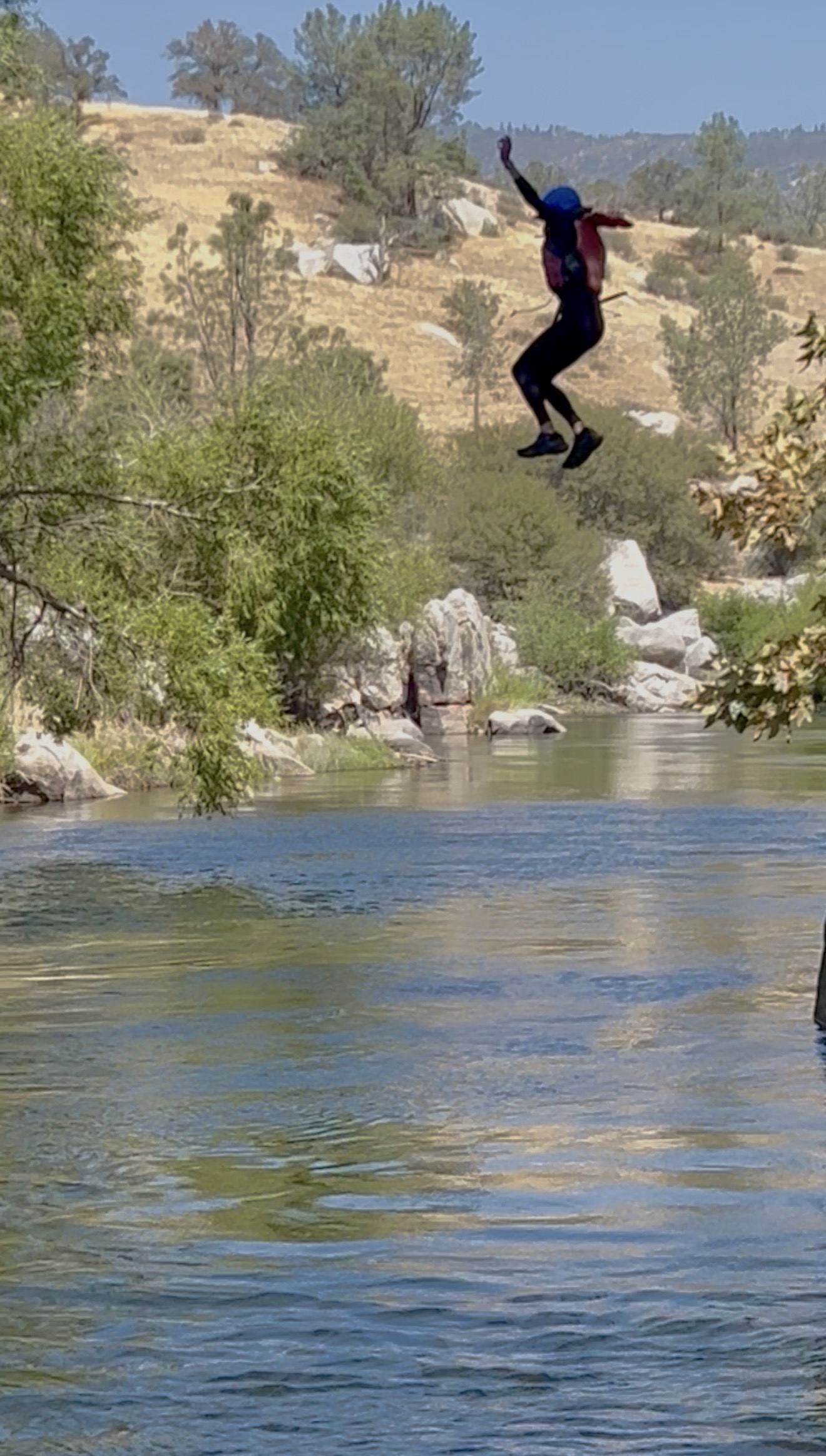 Crystal cliff jumping over the river